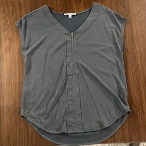 Green Envelope Charcoal Gray Blouse with Zipper